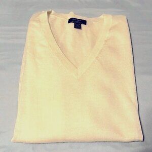 100% Extra Fine Merino Wool Sweater, Cream Size L